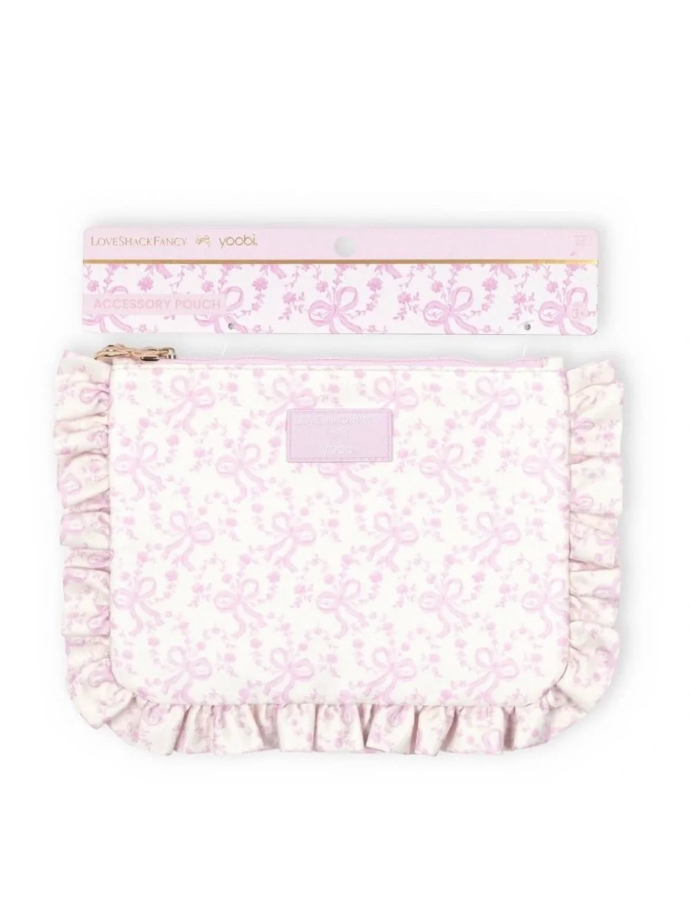 IN-HAND | LoveShackFancy x Target Yoobi Coquette Bow Flat Zip Ruffle Pencil Case
